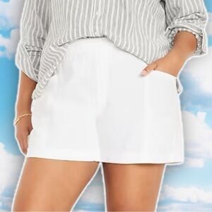 OLD NAVY High-Waisted Linen Blend Pull-On Shorts Preppy Coastal Beach Nautical